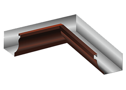 Угол желоба внутренний МП Модерн 128х86 мм. (RAL 8017)