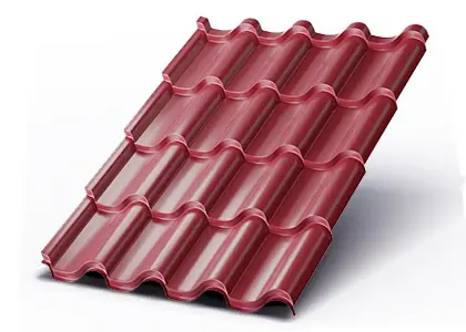 Металлочерепица МП Монтерроса S - 1500, 0.5 мм_(NormanМP, RAL 3005) Металлочерепица МП Монтерроса S - 1500, 0.5 мм_(NormanМP, RAL 3005)