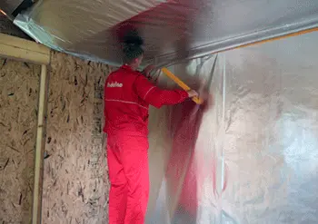 Монтаж пароизоляции Ондутис на утепленной стене и цокольном перекрытии