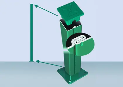 Столб с приварным фланцем - 700.60х40.1,5мм (RAL 6005) Столб с приварным фланцем - 700.60х40.1,5мм (RAL 6005)